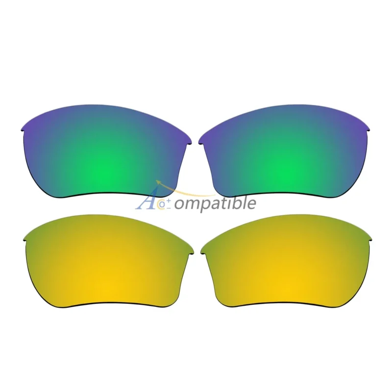 Replacement Polarized Lenses for Oakley Half Jacket 2.0 XL 2 Pair Combo (Emerald Green, Gold)