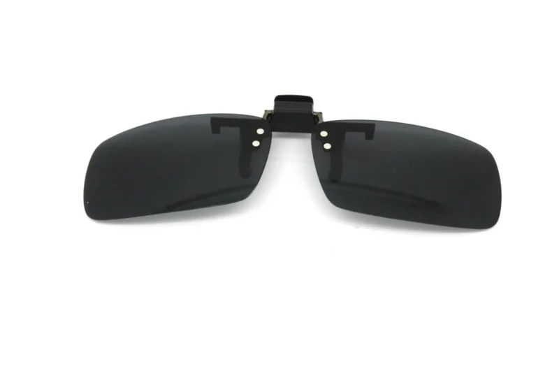 Polarized Clip on Flip up Plastic Sunglasses, Large Tru Rectangle Gray Lenses - Image 3