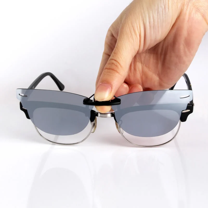 Custom Polarized Clip on Sunglasses For RayBan CLUBMASTER RB5154 49x21 5154 (Silver Coating) - Image 4