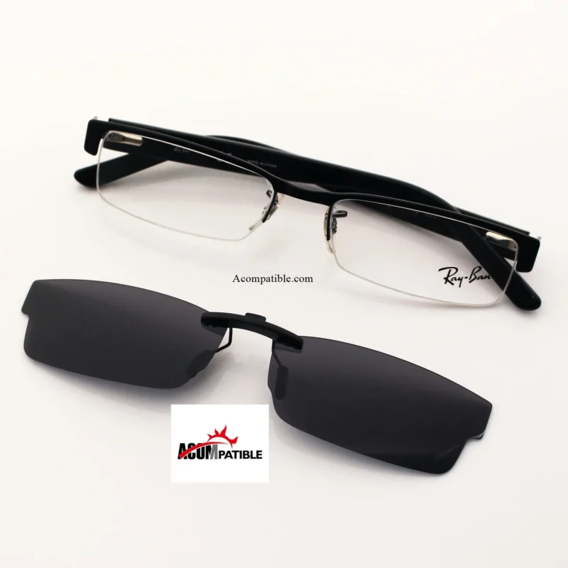 Custom Polarized Clip on Sunglasses For RayBan RB6182 53x17 (Black Color Lenses) - Image 2