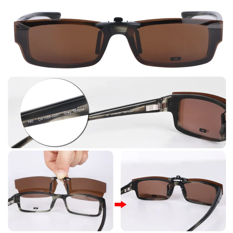 Custom Polarized Clip on Replacement Sunglasses For Oakley SERVO (51) OX1066 1066 51x18 (Bronze Brown) - Image 4