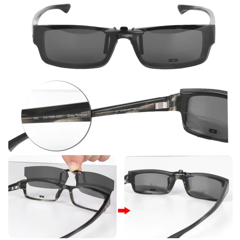 Custom Polarized Clip on Replacement Sunglasses For Oakley SERVO (51) OX1066 1066 51x18 (Black) - Image 4