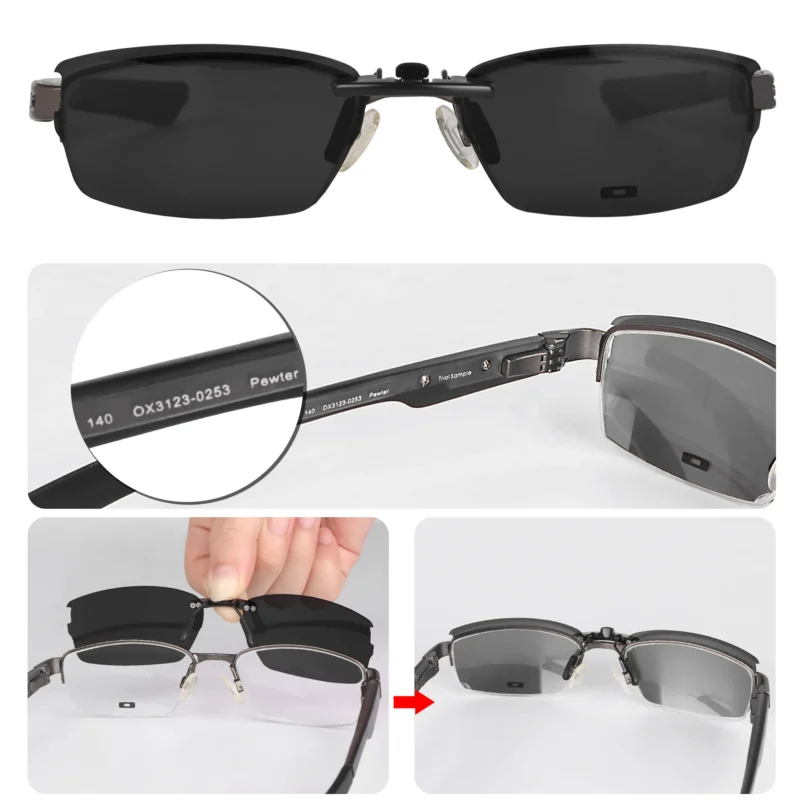 Custom Polarized Clip On Replacement Sunglasses For Oakley DOUBLE TAP OX3123 3123 53x18 (Black) - Image 4