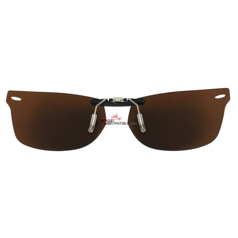 Custom Polarized Clip On Sunglasses For RayBan RB5228 (55mm) 55-17-140 55x17 (Bronze Brown) - Image 3