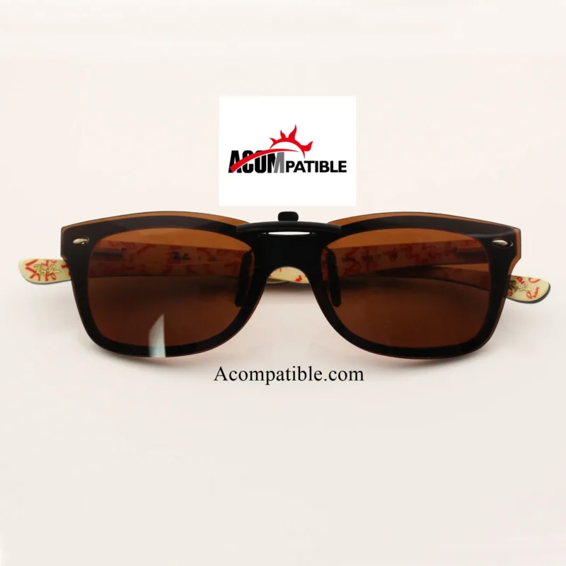 Custom Polarized Clip On Sunglasses For RAYBAN RB5228 (RX5228) 50-17-140 50X17 (Bronze Brown) - Image 3