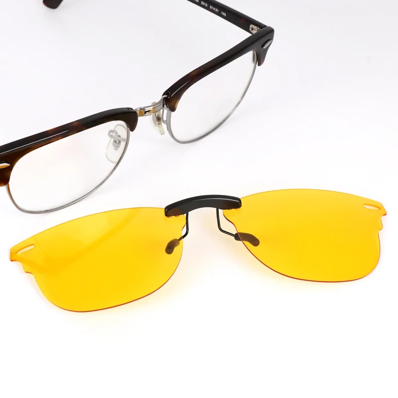 Custom Polarized Clip on Sunglasses For RayBan CLUBMASTER RB5154 (RX5154) 51x21 (Amber Yellow Color) - Image 3