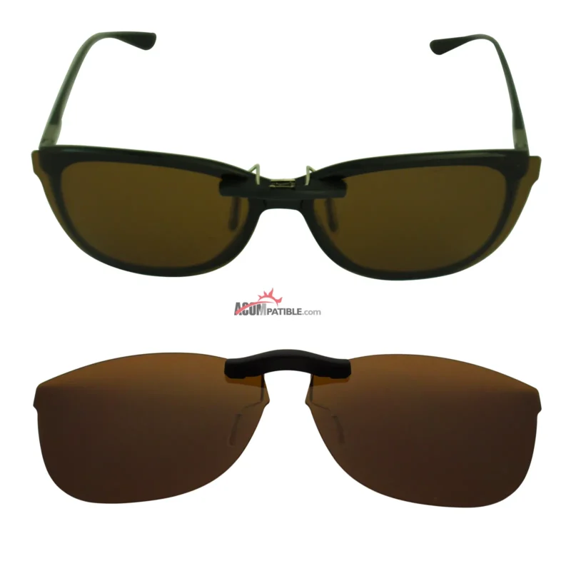 Custom Polarized Clip On Sunglasses For RayBan RB7024 (54mm) 54-16-145 54x16 (Bronze Brown) - Image 4