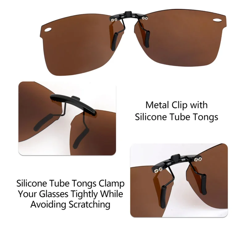 Custom Polarized Clip On Sunglasses For RayBan RB5228 (55mm) 55-17-140 55x17 (Bronze Brown) - Image 5