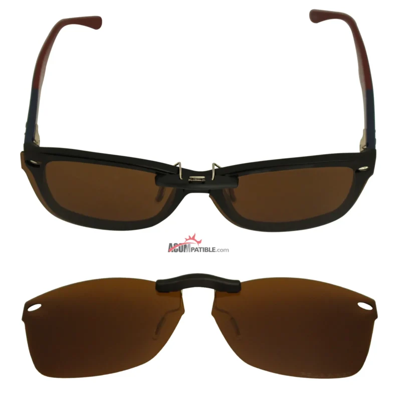 Custom Polarized Clip On Sunglasses For RayBan RB5228 (55mm) 55-17-140 55x17 (Bronze Brown) - Image 5