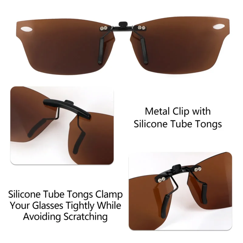 Custom Polarized Clip On Sunglasses For RayBan RB5150 (52mm) 52-19-135 52x19 (Bronze Brown) - Image 3