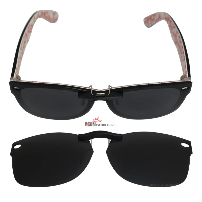 Custom Polarized Clip On Sunglasses For RayBan Wayfarer RB5184 (54mm) 54-18-145 54x18 (Black Color) - Image 5