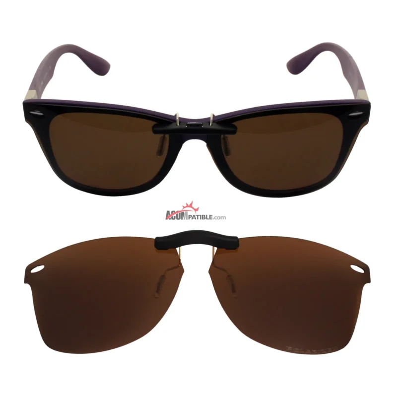 Custom Polarized Clip On Sunglasses For RayBan RB7034 (50mm) 50-19-150 50x19 (Bronze Brown) - Image 4