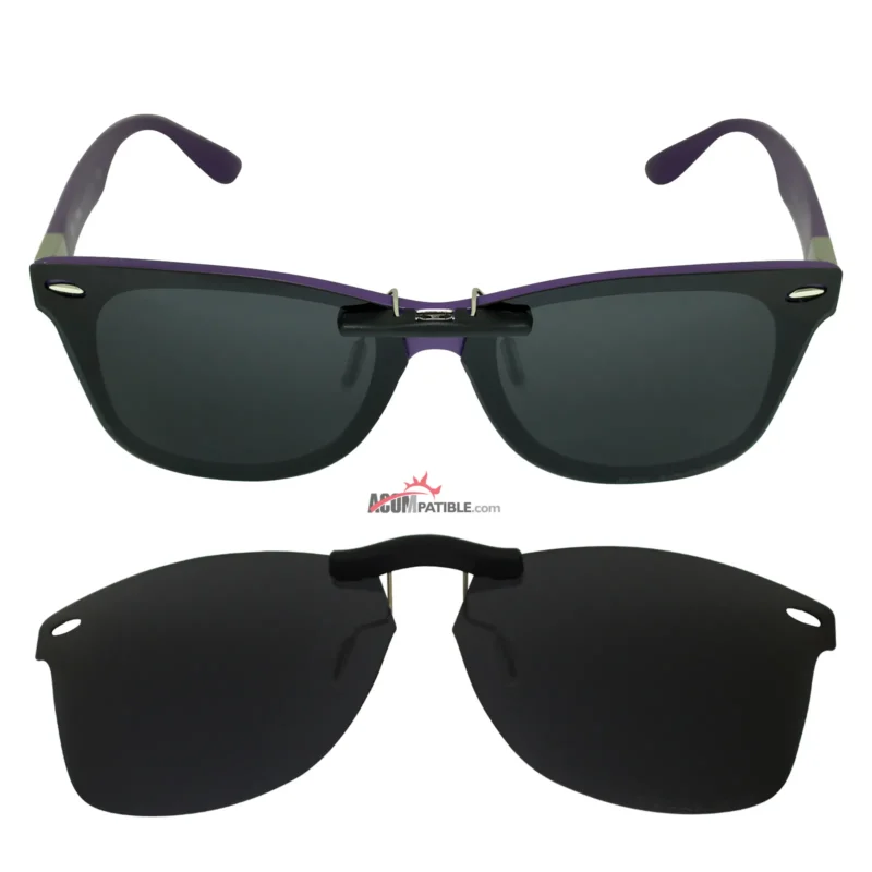 Custom Polarized Clip On Sunglasses For RayBan RB7034 (50mm) 50-19-150 50x19 (Black) - Image 4