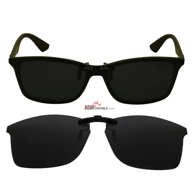 Custom Polarized Metal Clip On Sunglasses For RayBan RB7047 (56mm) 56-17-145 56x17 (Black Color)