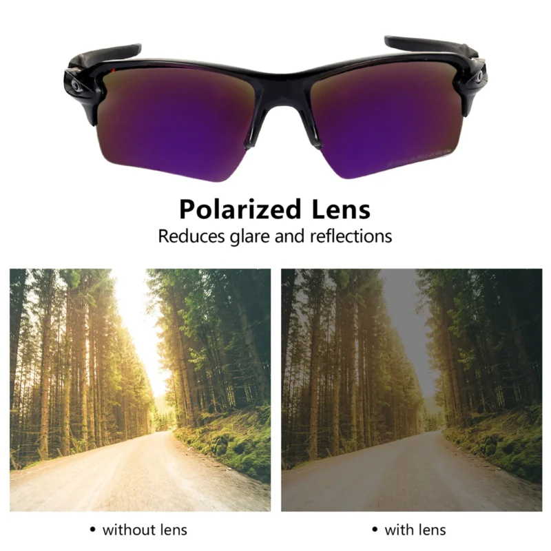 Polarized Replacement Lenses For Oakley Flak 2.0 XL OO9188 (Dark Purple Mirror) - Image 3