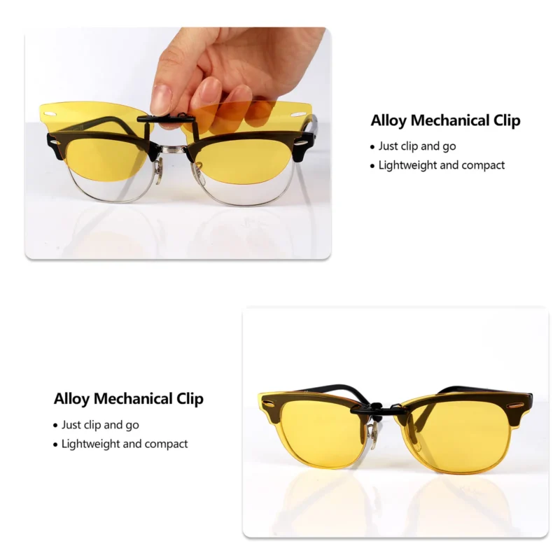 Custom Polarized Clip on Sunglasses For RayBan CLUBMASTER RB5154 49x21 (Yellow) - Night Vision - Image 4