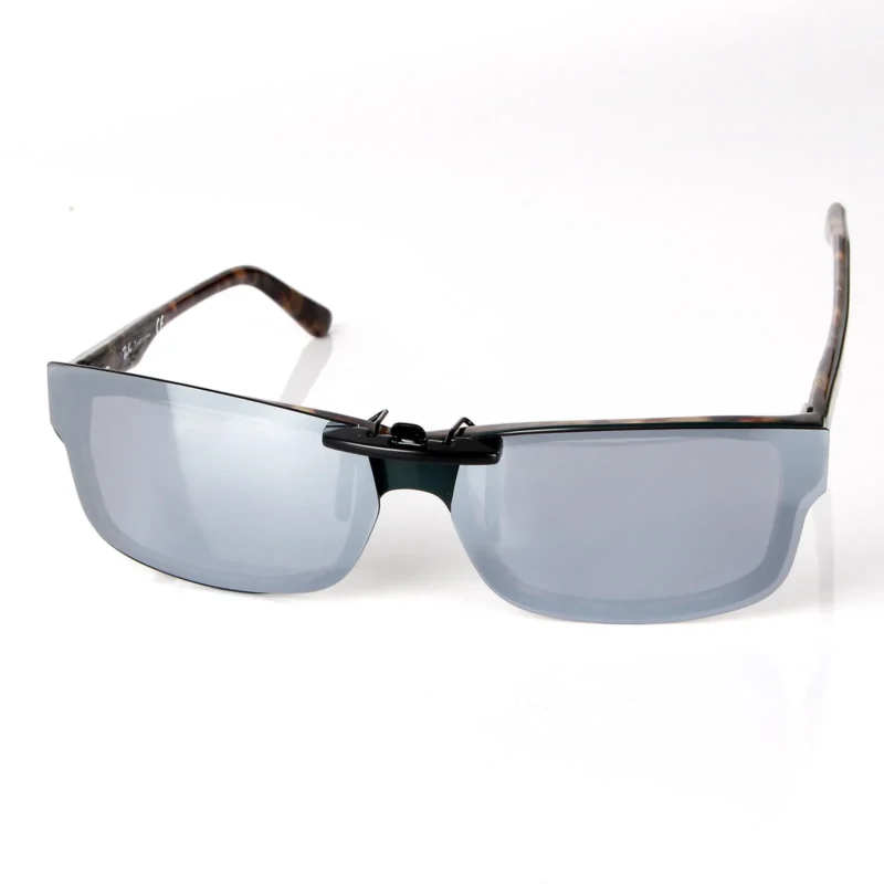 Custom Polarized Clip on Sunglasses For RayBan RB5245 (RX5245) 52x17 (Silver) - Image 3