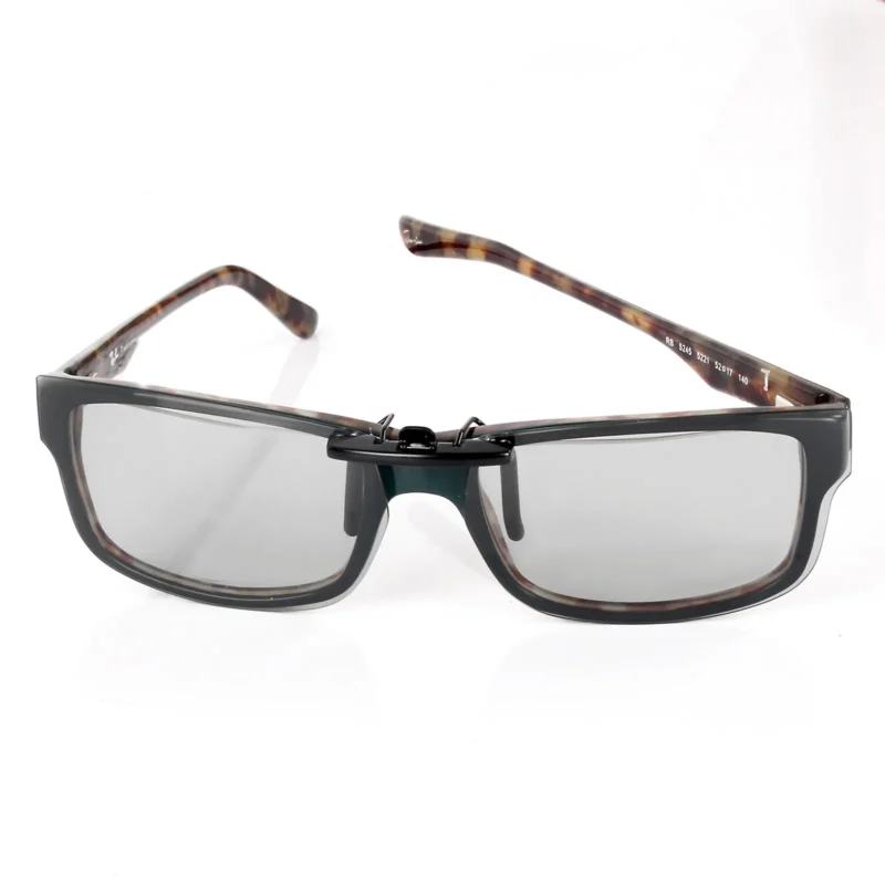 Custom Photochromic 10-20% Polarized Clip On Sunglasses For RayBan RB5245 (RX5245) 52x17 (Adapt Grey) - Image 4