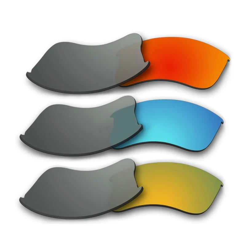 Polarized Lenses for Oakley Flak Jacket XLJ 3 Pair Combo (Fire Red Mirror, Blue, Gold Color)