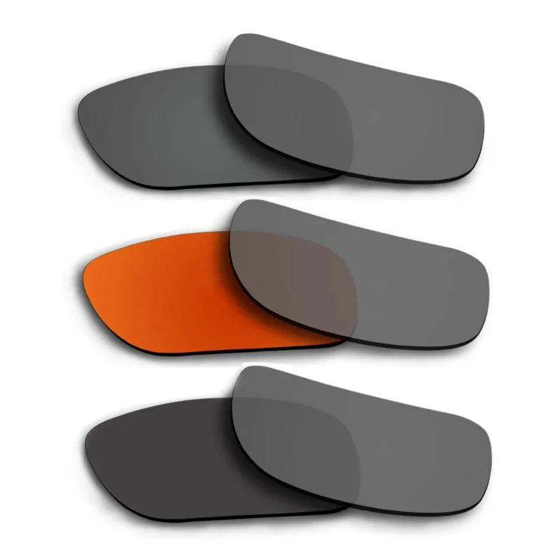 Polarized Lenses for Oakley Holbrook 3 Pair Color Combo (Grey, Fire Red Mirror, Black Color)