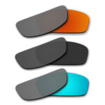 Lenses for Oakley Hijinx 3 Pair Color Combo (Fire Red Mirror, Black, Ice Blue Mirror)