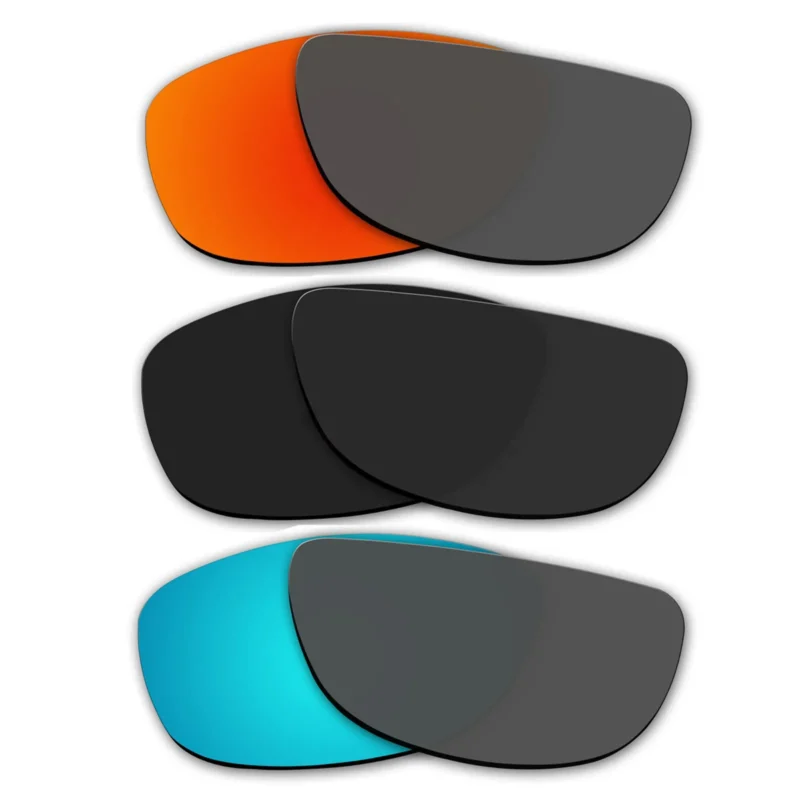 Lenses for Oakley Jupiter 3 Pair Color Combo (Fire Red Mirror, Black Color, Ice Blue Mirror)