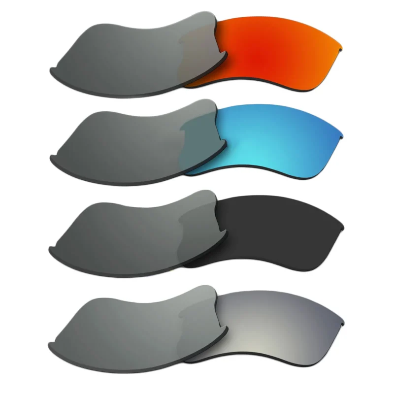 Polarized Lenses for Oakley Flak Jacket XLJ 4 Pair Combo (Fire Red Mirror, Black, Blue, Titanium)