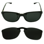 Custom Polarized Clip On Sunglasses For RayBan RB7024 (54mm) 54-16-145 54x16 (Black Color)