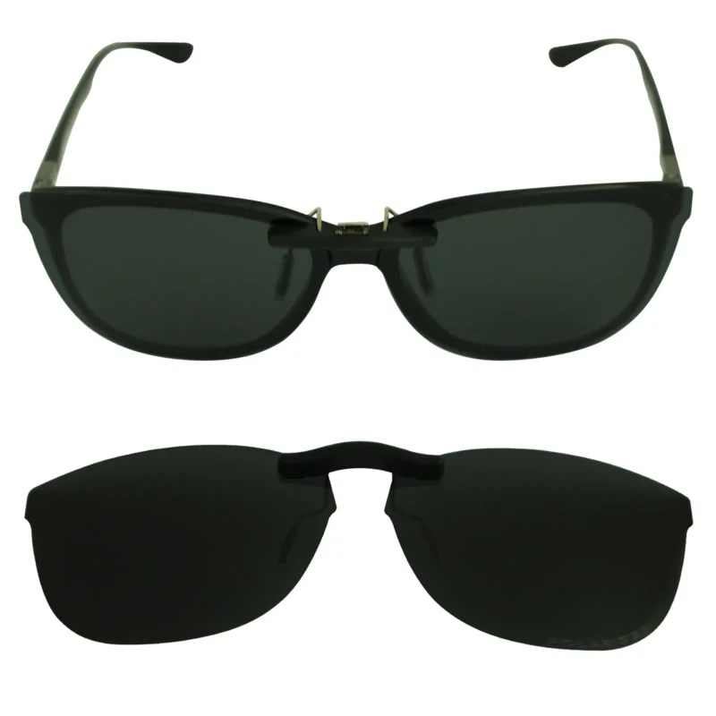 Custom Polarized Clip On Sunglasses For RayBan RB7024 (54mm) 54-16-145 54x16 (Black Color)