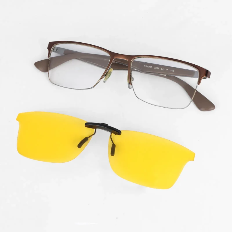 Custom Polarized Clip-On Sunglasses for Ray-Ban RX6335 Rectangular Prescription Eyeglass Frames 54mm (Yellow) - Image 4