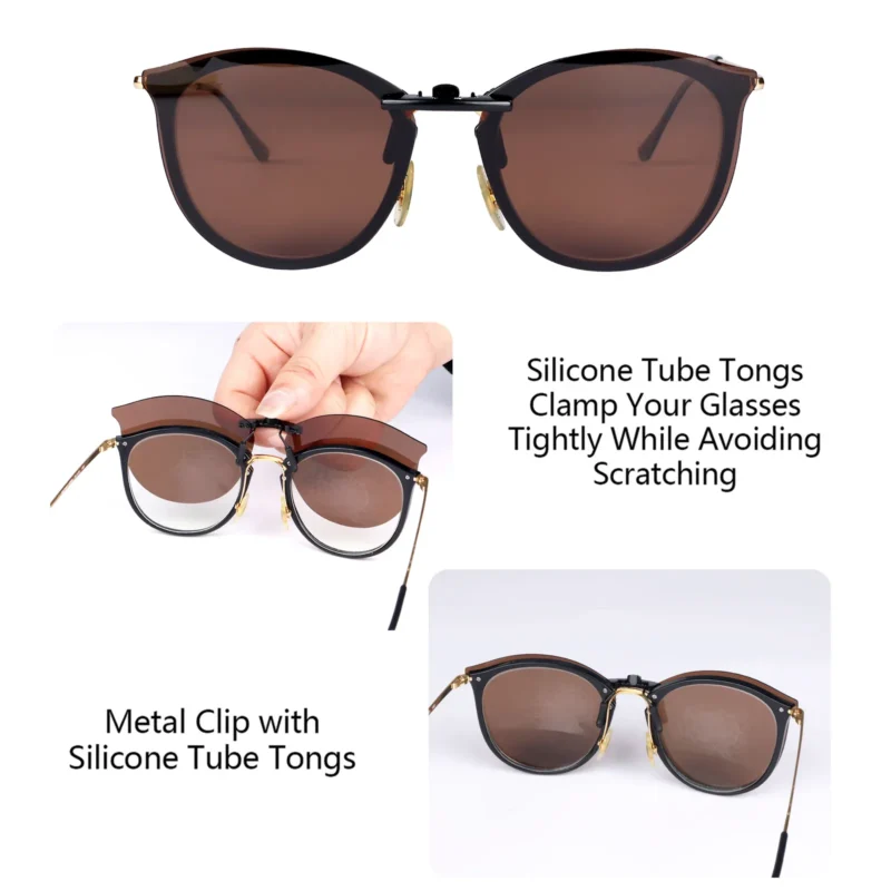 Custom Polarized Clip On Sunglasses for Ray-Ban RX7140 RB7140 Square Prescription Eyewear Frame 51mm (Brown) - Image 4