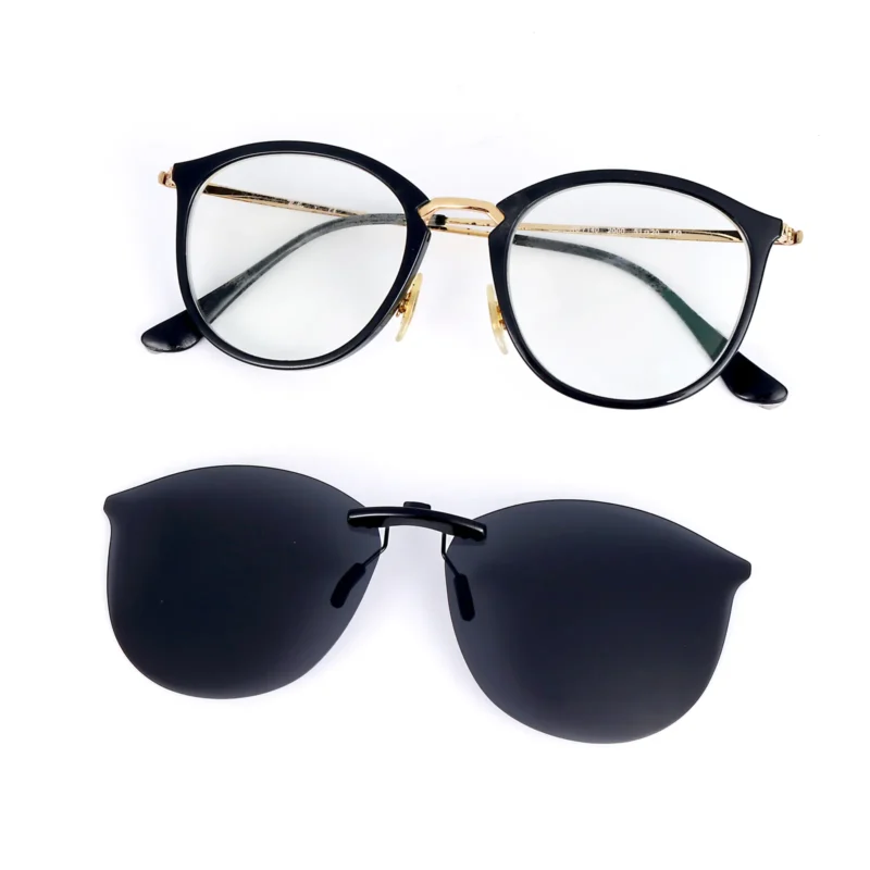 Custom Polarized Clip On Sunglasses for Ray-Ban RX7140 RB7140 Square Prescription Eyewear Frame 51mm (Black) - Image 3