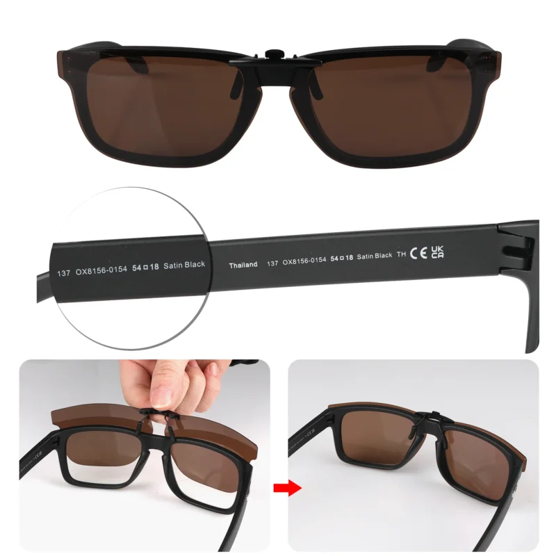 Custom Polarized Clip On Sunglasses for Oakley Men's Ox8156 Holbrook Rx Square Prescription Eyewear Frames 54mm - Image 4