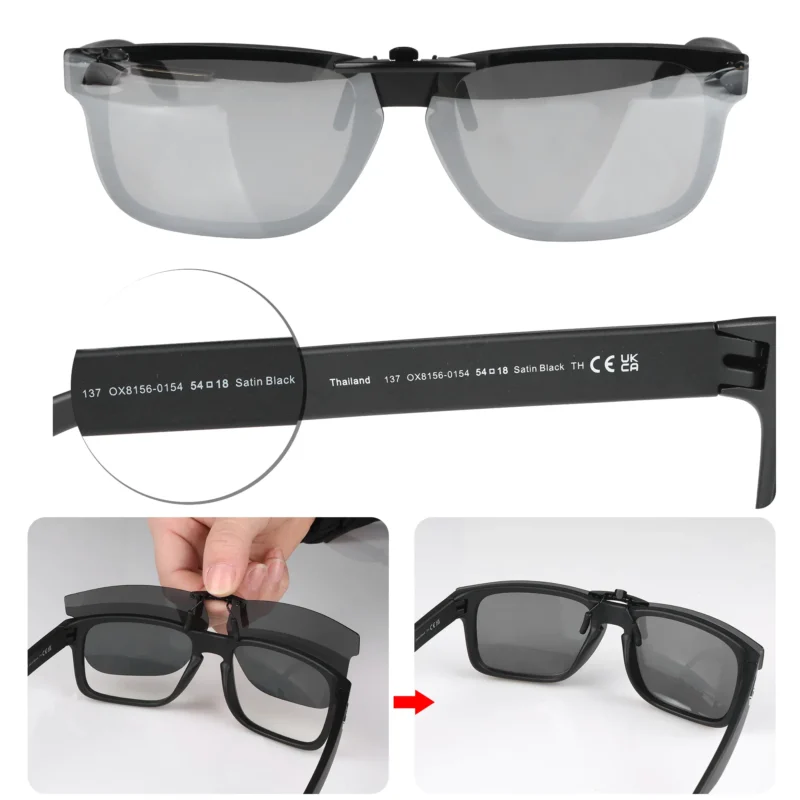 Custom Polarized Clip On Sunglasses for Oakley Men's Ox8156 Holbrook Rx Square Prescription Eyewear Frames 54mm - Image 4