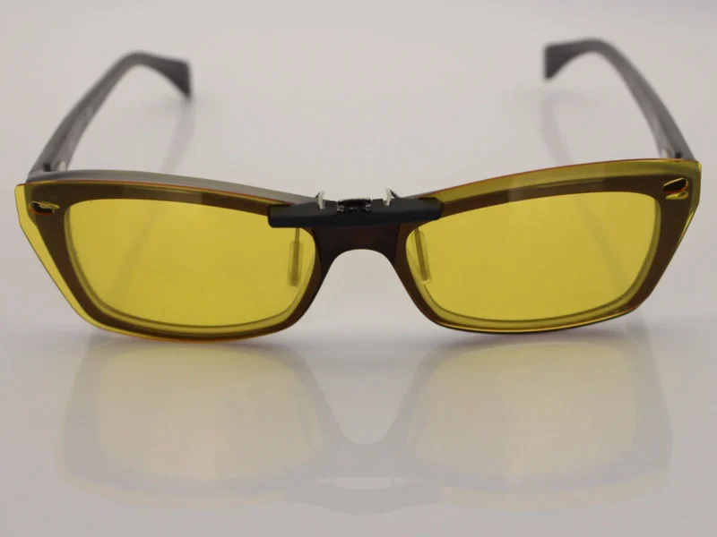 Custom Polarized Clip On Sunglasses For RayBan RB5255 (RX5255) 51-16-135 51x16 (Yellow) - Night Vision - Image 3