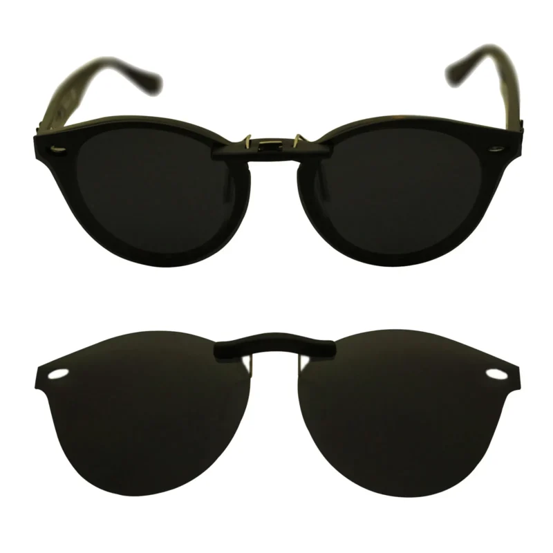 Custom Polarized Clip On Sunglasses For Ray-Ban RB2180V (47mm) 47-21-145 47x21 (Black Color) - Image 5