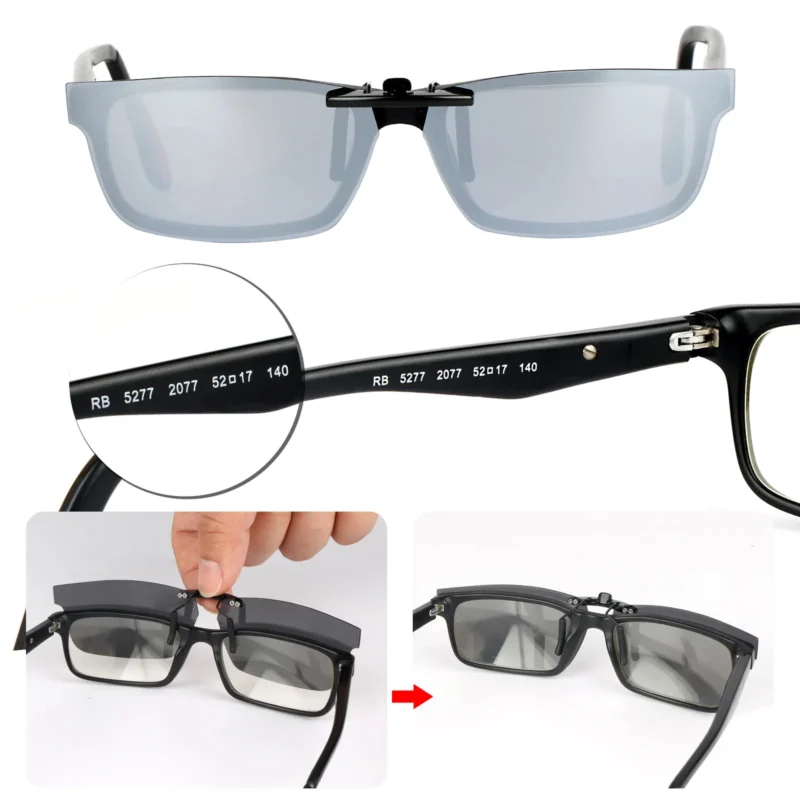 Custom Polarized Clip on Sunglasses For RayBan RB5277 (52mm) 52-17-140 (Silver) - Image 4