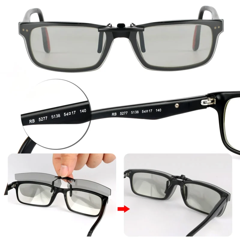 Custom Polarized Clip On Sunglasses for Ray-Ban RB5277 52mm 54-17-140 (Transparent) - Image 3