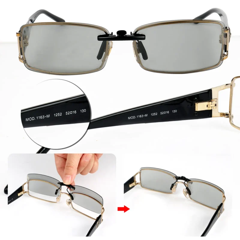 Custom Polarized Clip On Sunglasses for VERSACE 1163-M 1252 52x16 135 (Transparent) - Image 4